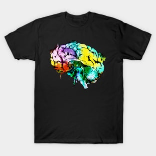 Color human brain watercolor mental health matters T-Shirt